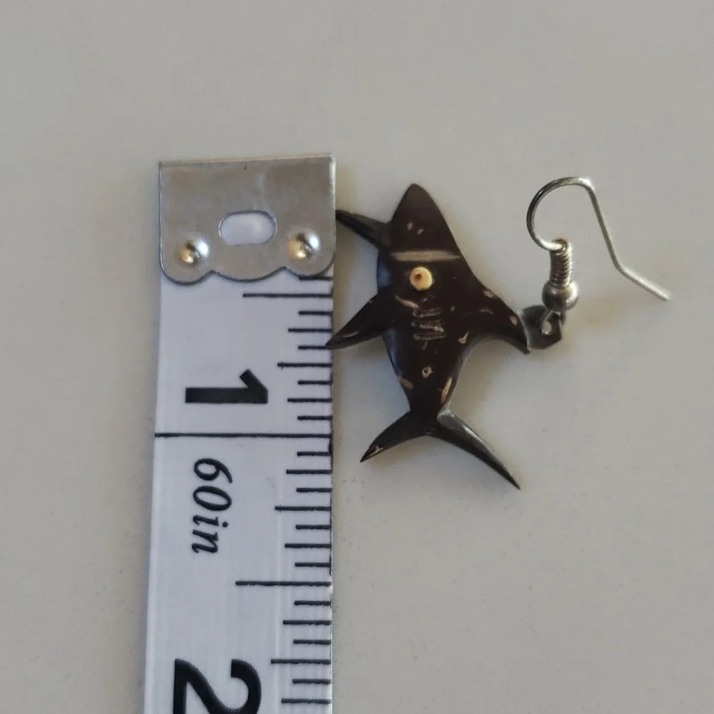 5. Wood Shark Earrings and Necklace - Picture 7 of 9